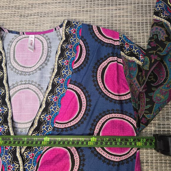 ETHNC Wrap Top Womens Small Colorful Bohemian Boho Bollywood Travel Vacay Kimono - Picture 5 of 9